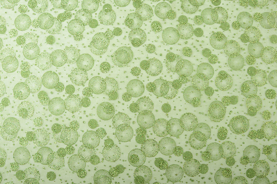 Organza Printed Dots Green