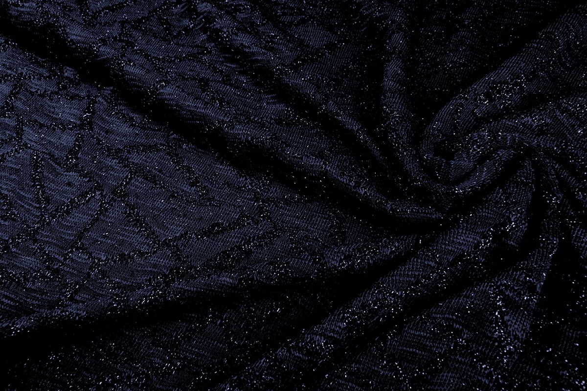 Jacquard Abstrakte Linien mit Glitzer Marineblau