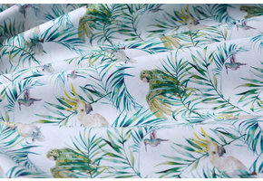 100% Digital Cotton Parrots Hummingbird