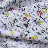 100% Digitaal Katoen Vogel Vink met Rozen