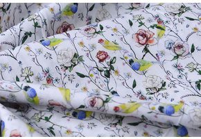 100% Digitaal Katoen Vogel Vink met Rozen