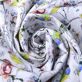 100% Digital Cotton Bird Finch with Roses