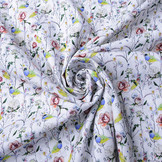 100% Digital Cotton Bird Finch with Roses