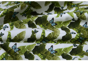 Cotton Jersey Bladeren met Vlinders