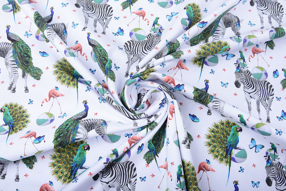 Cotton Jersey Zebra Peacock