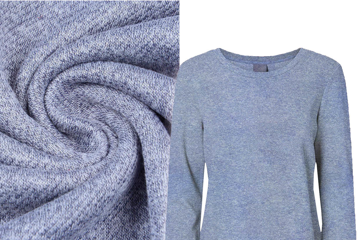 French Terry Sweatshirt Stof Jeans Melange