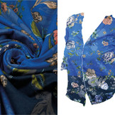 Lycra Tricot Simmer Flowery Tweekleurig Blauw