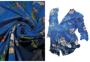 Lycra Jersey Simmer Flowery Two-tone Blue