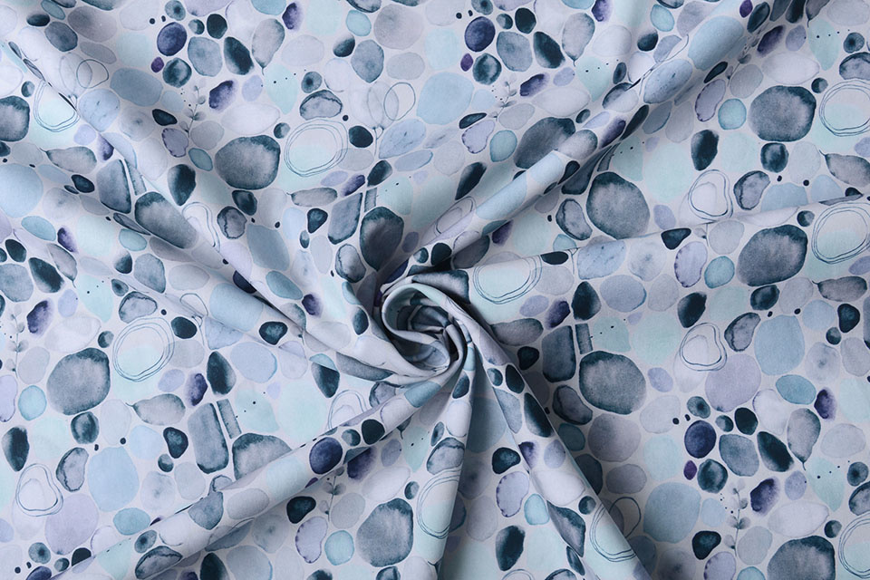 100% Digital Cotton Kamni Rocks Light Blue
