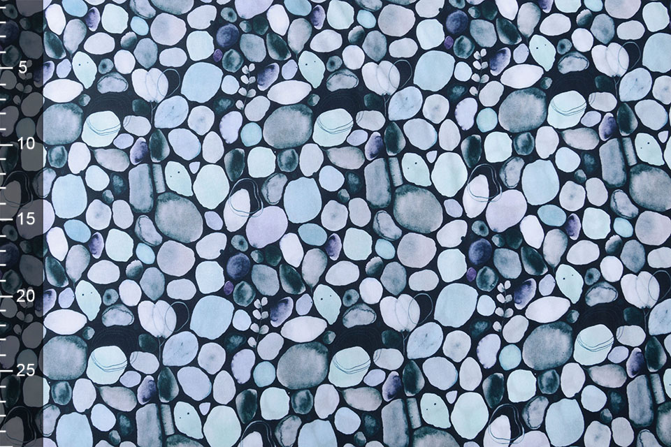 100% Digital Cotton Kamni Rocks Navy Blue