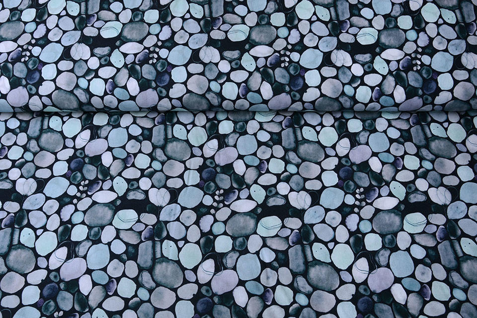 100% Digital Cotton Kamni Rocks Navy Blue