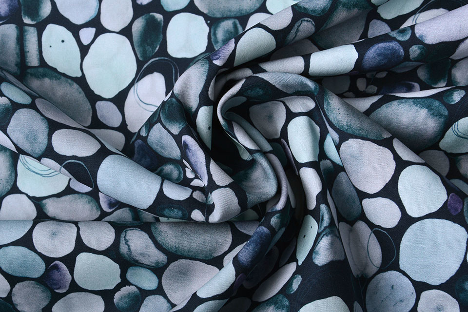 100% Digital Cotton Kamni Rocks Navy Blue