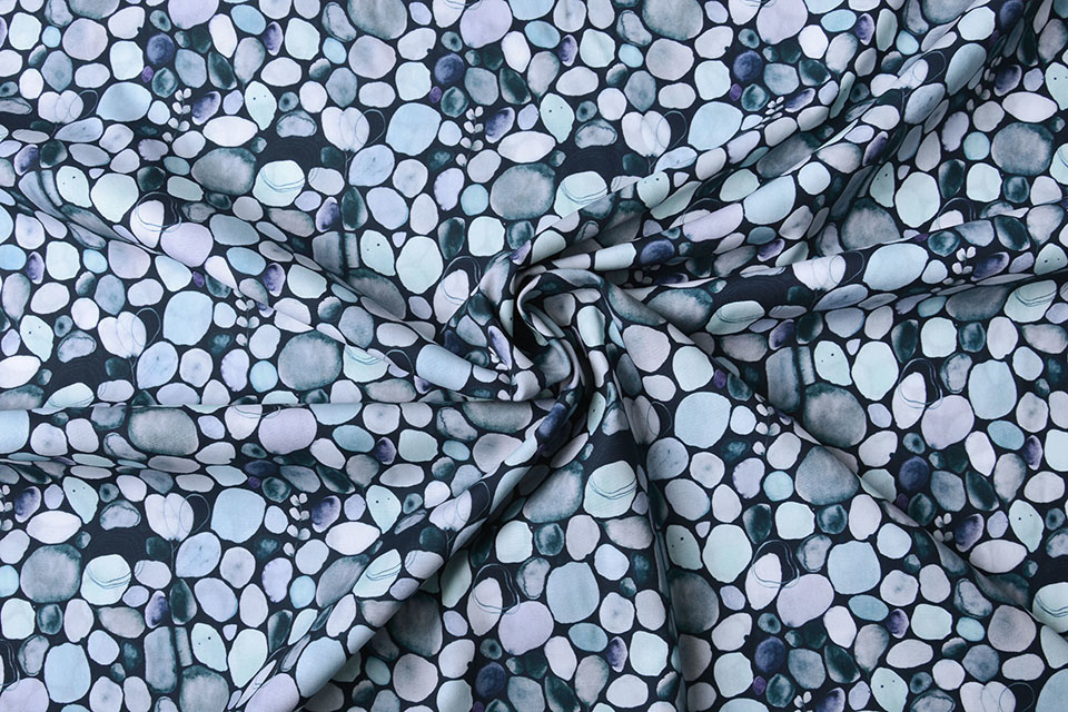 100% Digital Cotton Kamni Rocks Navy Blue
