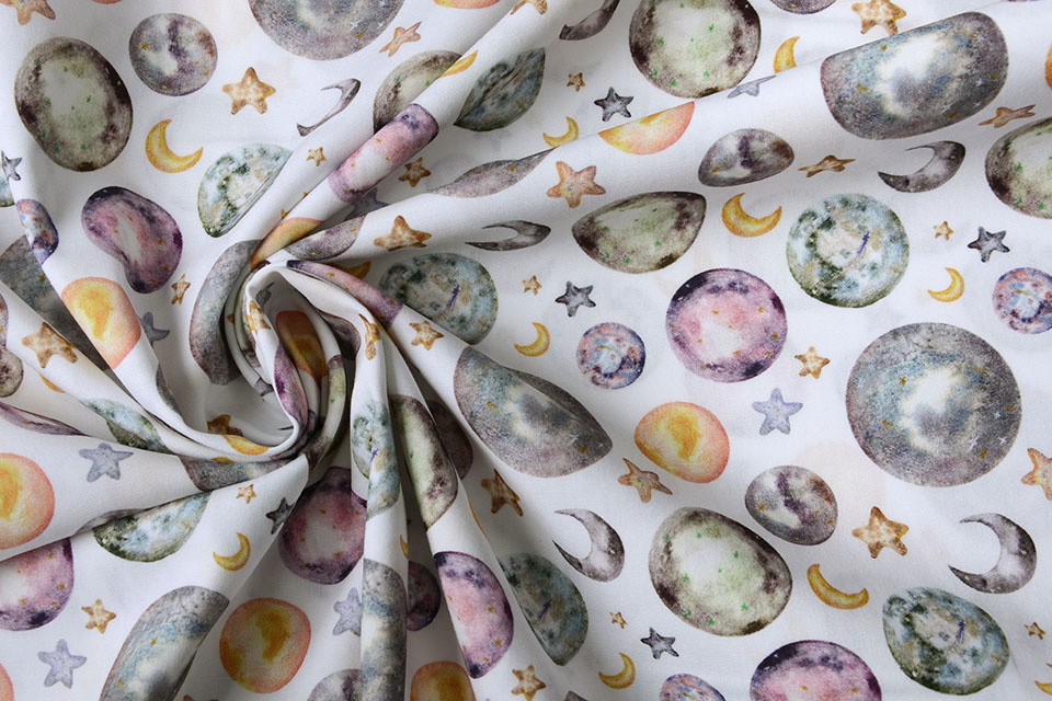 100% Digital Cotton Stars and Planets