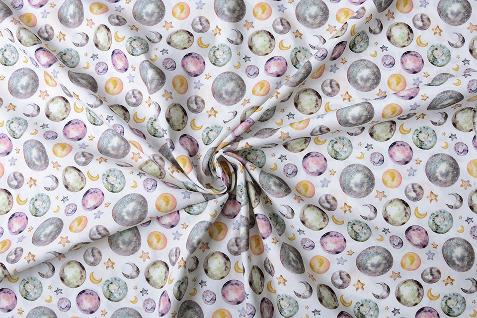100% Digital Cotton Stars and Planets