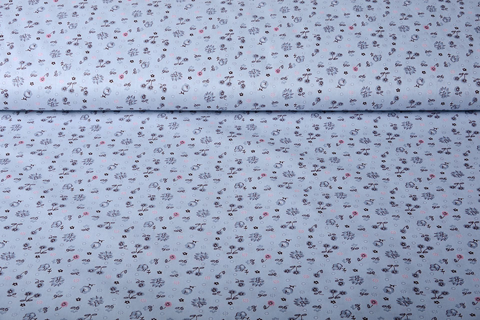 100% Katoen Posy Blauw-Grijs
