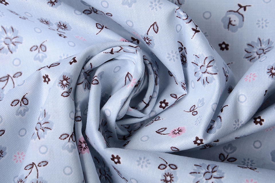 100% Katoen Posy Blauw-Grijs