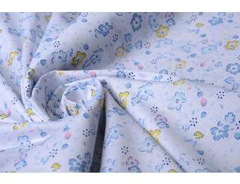 100% Baumwolle Fleuris Blau