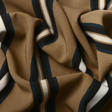 Crepe Bedruckt Lizzy Streifen Mokka Braun