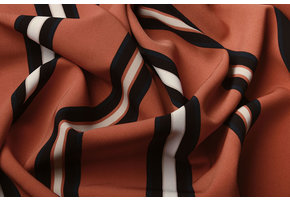 Crepe Bedruckt Lizzy Streifen Orange Brique