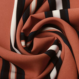 Crepe Bedrukt Lizzy Strepen Oranje Brique