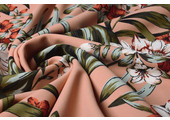 Scuba Crepe Printed Twill Flower Salmon
