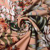 Scuba Crepe Bedrukt Twill Flower Zalm