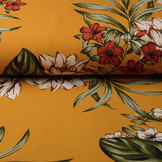 Scuba Crepe Printed Twill Flower Ocher