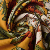 Scuba Crepe Printed Twill Flower Ocher