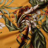 Scuba Crepe Printed Twill Flower Ocher
