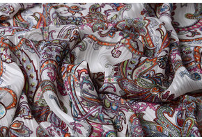 Poly Satin Lurex Stripes Paisley Multi Color