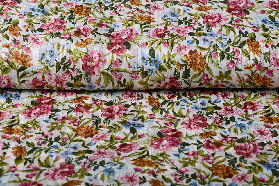 Poly Satijn Lurex Strepen Bloomon Multi Color