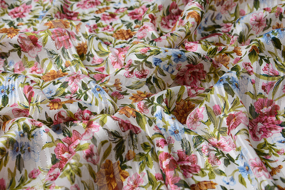 Poly Satijn Lurex Strepen Bloomon Multi Color