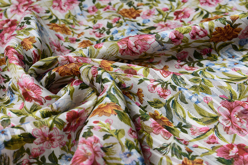 Poly Satijn Lurex Strepen Bloomon Multi Color