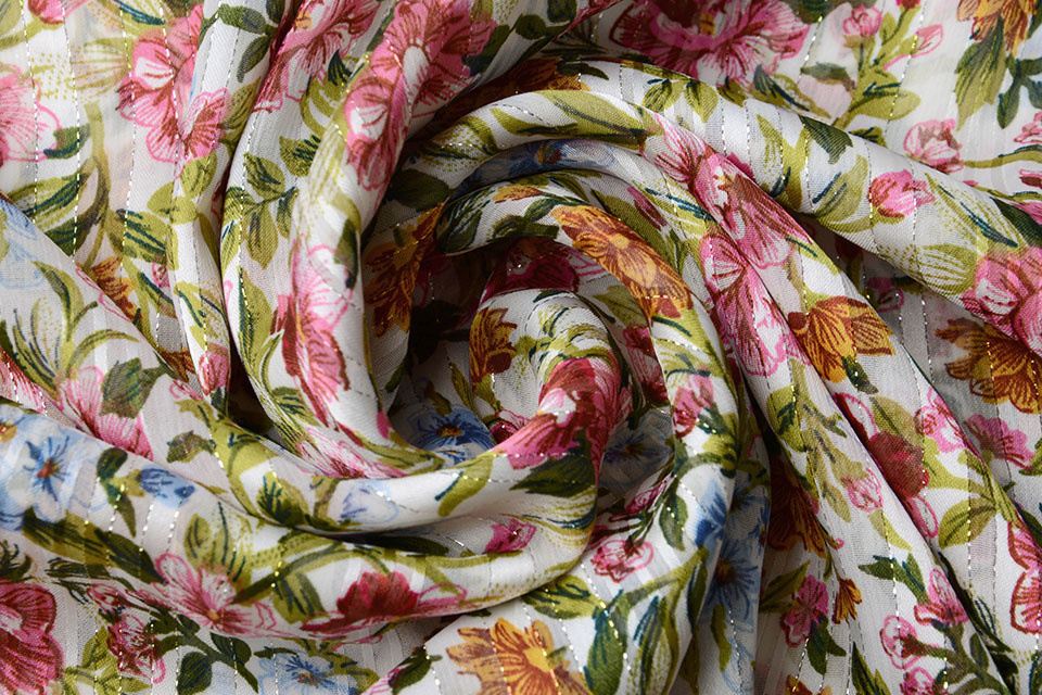 Poly Satijn Lurex Strepen Bloomon Multi Color
