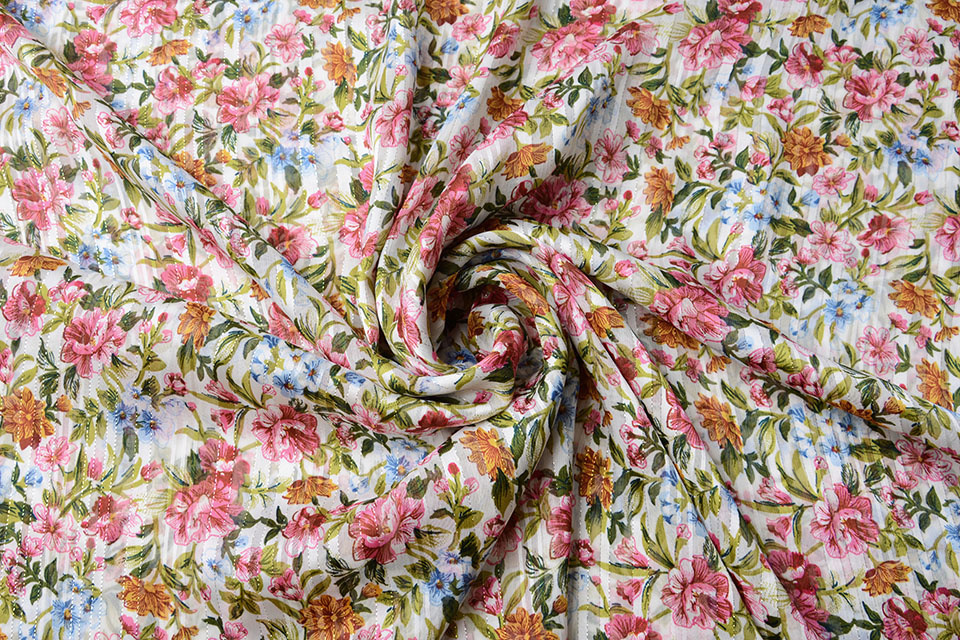 Poly Satijn Lurex Strepen Bloomon Multi Color