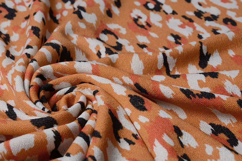 Viscose Jersey Crepe Panther Swipes Orange