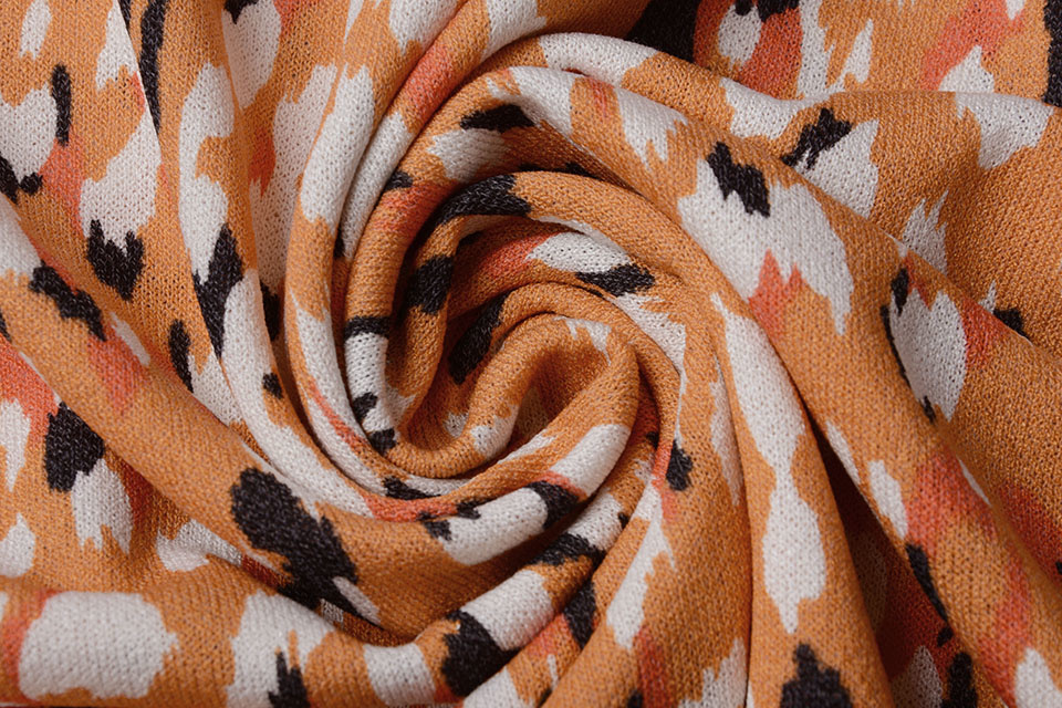 Viscose Jersey Crepe Panther Swipes Orange