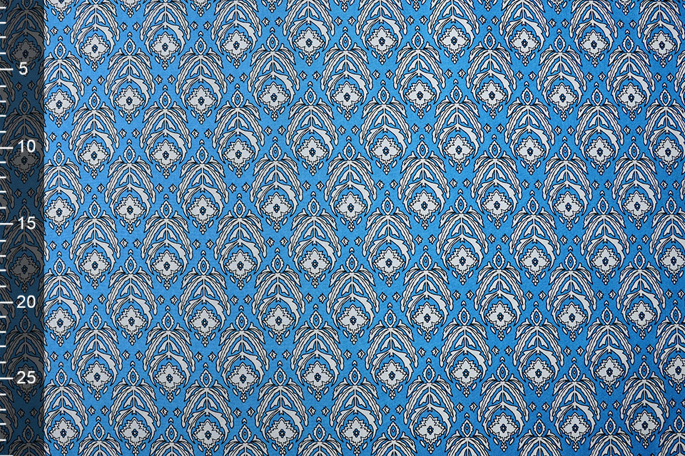 100% Viskose Ornaments Blau