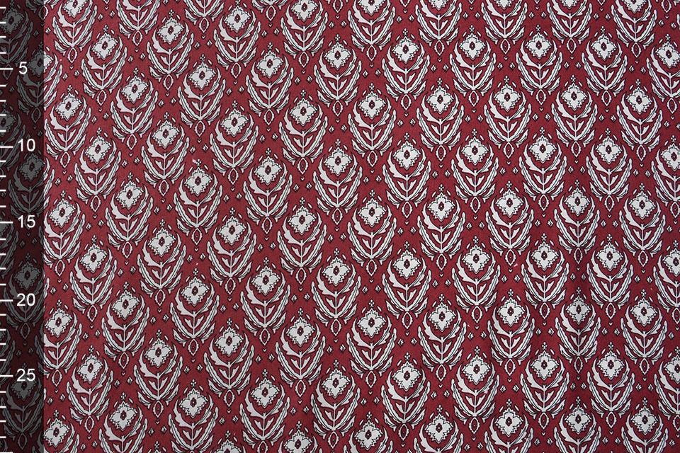 100% Viscose Ornaments Wine Red