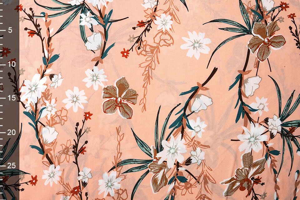 100% Viscose Flower Branch Salmon