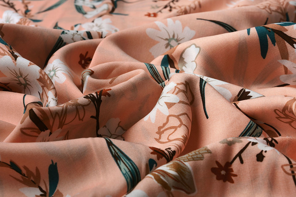 100% Viscose Flower Branch Salmon