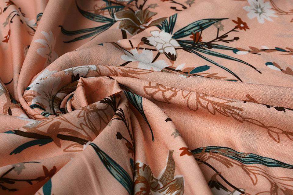 100% Viscose Flower Branch Salmon