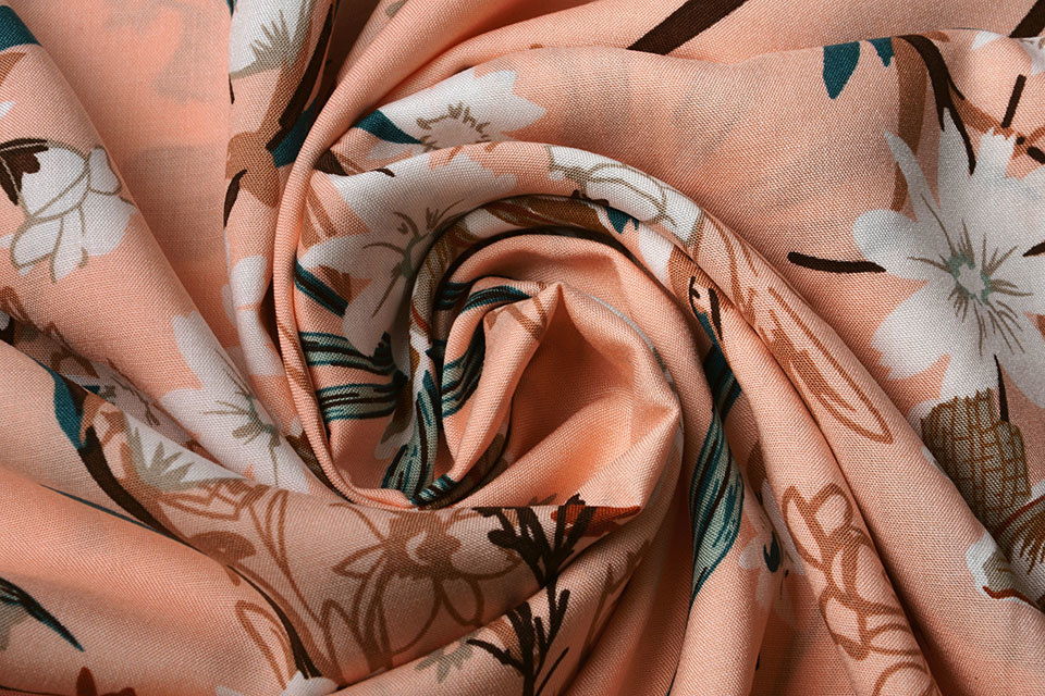 100% Viscose Flower Branch Salmon