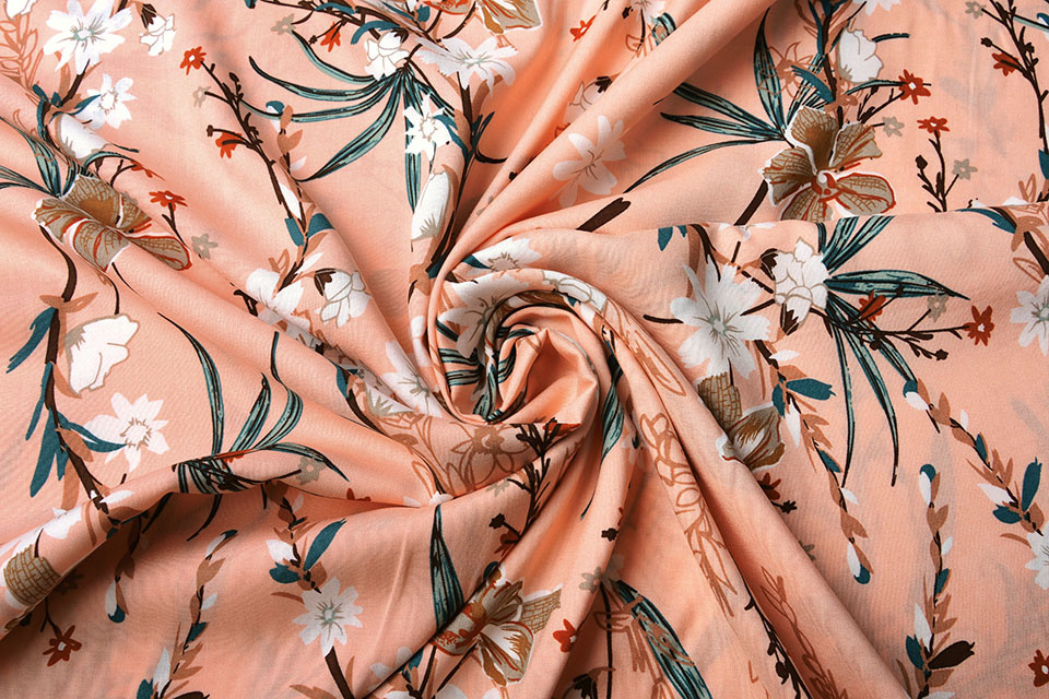 100% Viscose Flower Branch Salmon