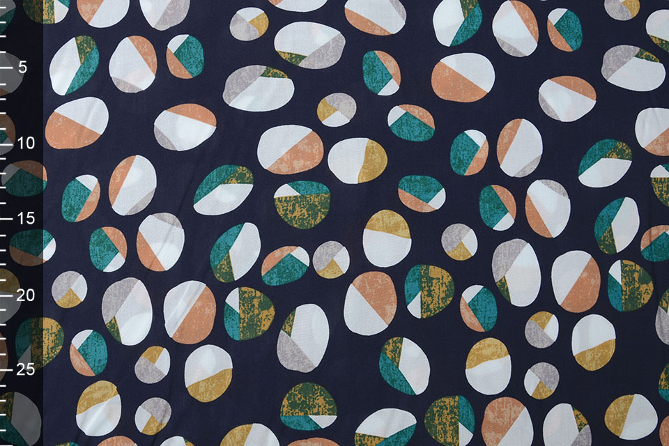 100% Viscose Artistic Rocks Marine Blauw