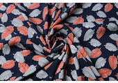 100% Viscose Pagoa Leaves Navy Blue
