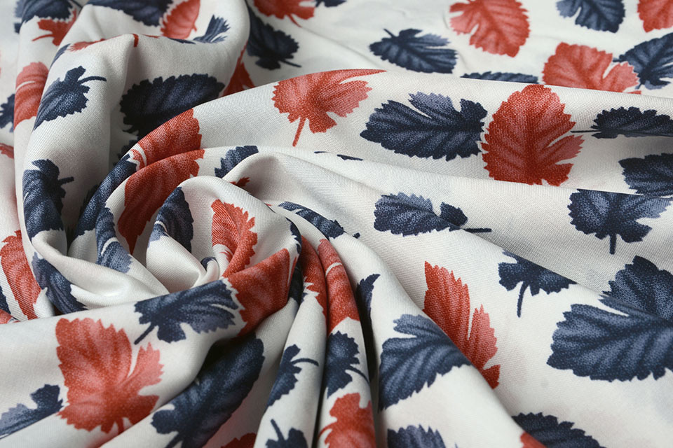 100% Viscose Pagoa Bladeren Off White