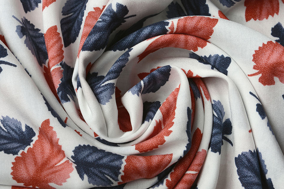 100% Viscose Pagoa Bladeren Off White