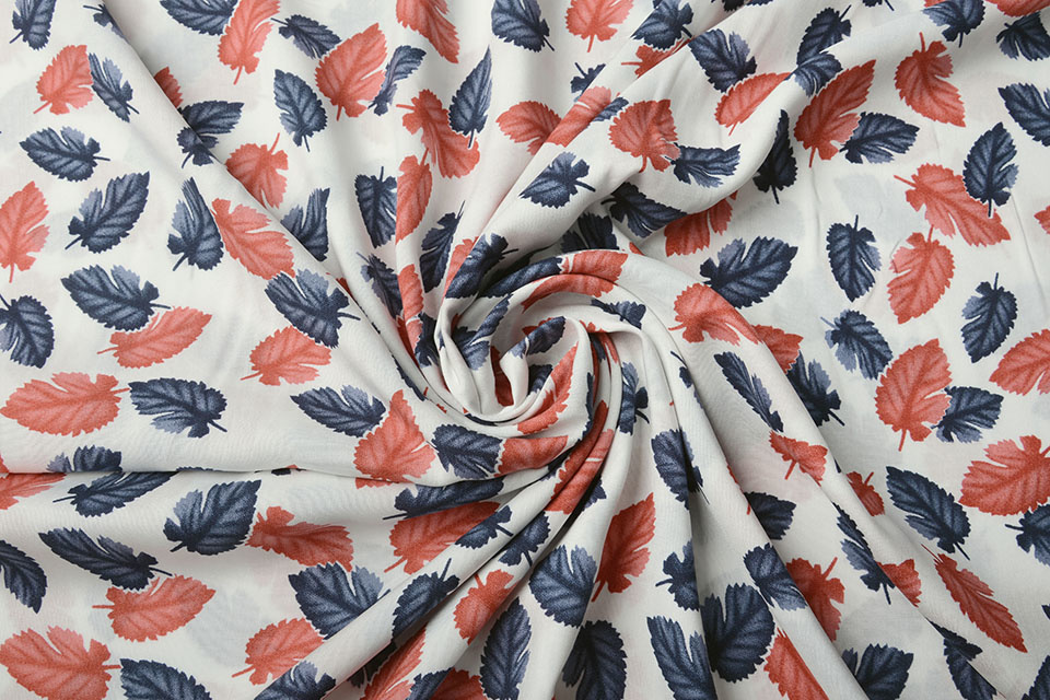 100% Viscose Pagoa Bladeren Off White